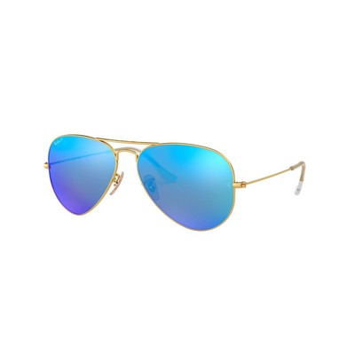 Ray-Ban® Matte Gold/Blue Mirror Polarized™ Aviator Sunglasses