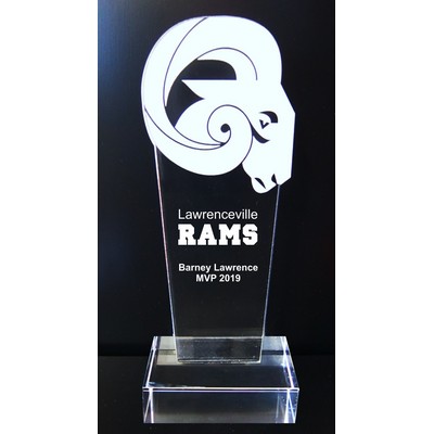 EXCLUSIVE! Acrylic and Crystal Engraved Award - 9-1/2" Tall - Ram