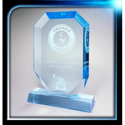 Executive Series Blue Vertical Jewel Award w/Base (5"x7"x3/4")