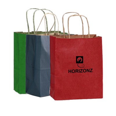 Color Tinted Kraft Paper Shopping Bag 1C1S (8.25"x4.25"x10.75")