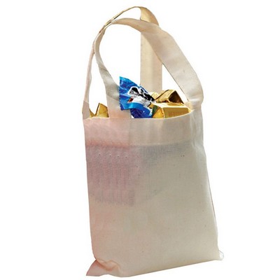 Natural 100% Cotton Sheeting Mini Tote Bag w/Self-Fabric Handles