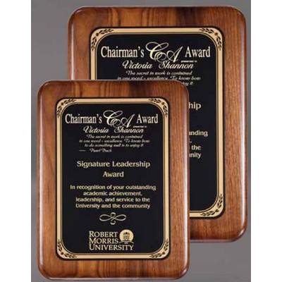 9" x 12" Walnut Notched Plaque w/Black Brass Plate