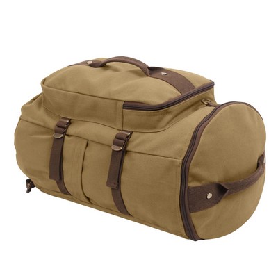 19" Coyote Brown Convertible Canvas Duffle Backpack