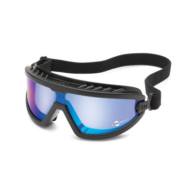 Black frame, blue mirror, anti-fog lens, Wheelz goggles