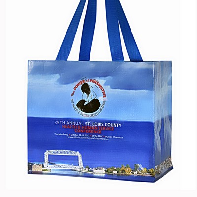 Custom 145g Laminated Woven PP Tote Bag 15"x13"x8"