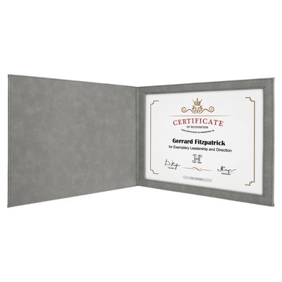 Certificate Holder, Faux Leather Gray , 9" x 12"