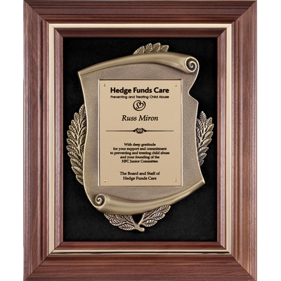 Walnut Plaque with Metal Casting, 14 1/2 x 17 1/2"