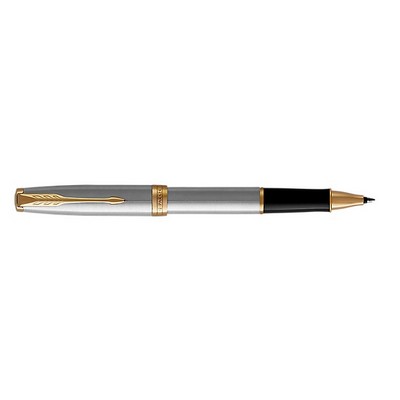 Luxury Line Parker Sonnet Stainless Steel Rollerball Pen With Gold Trim