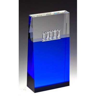 Together Blue Block Tower Crystal Award 6"H