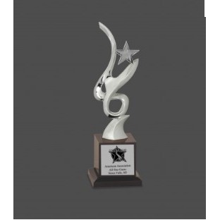 11 3/4" Silver Metal Art Crystal Award