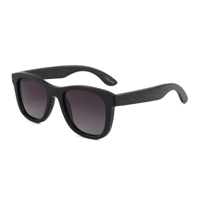 Bamboo Sunglasses - Smoke Polarized Lenses - Black Bamboo Frames