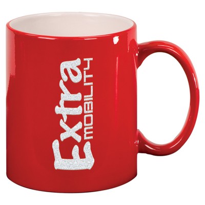 11 Oz. Red Ceramic Round LazerMug