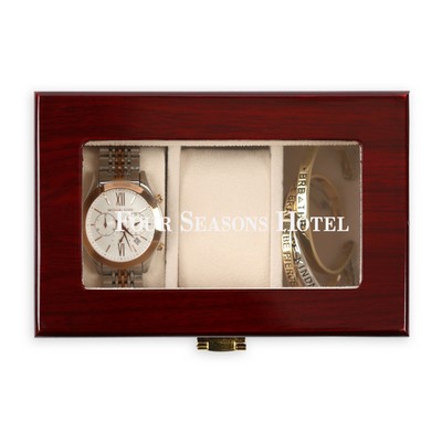 3-slot Wood Watch Case with natural wood grain 