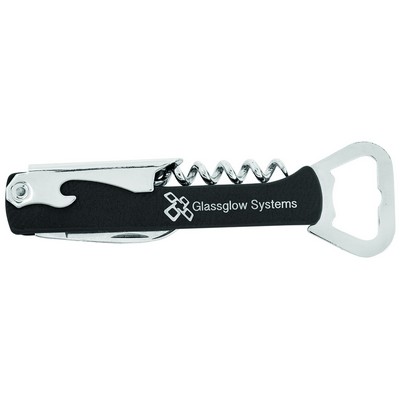 5.25" Black/Silver Leatherette Bottle Opener