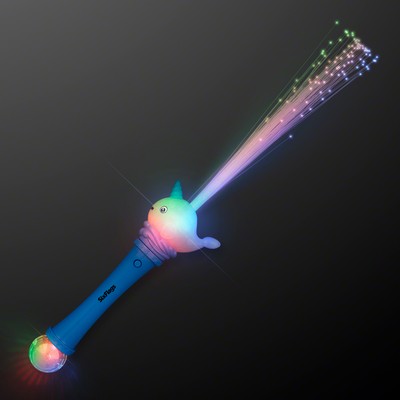 Fiber Optic Cute Narwhal Blinky Toy Wand - Domestic Print