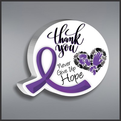 Purple Awareness Ribbon Round Paperweight in White Acrylic