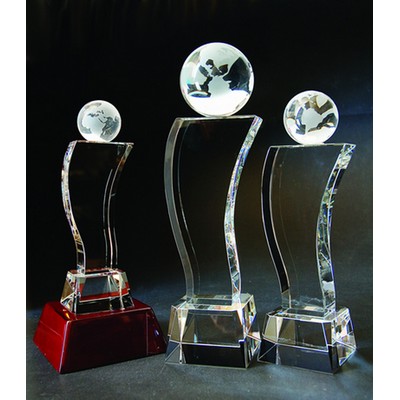 Globe Tower Optical Crystal Award/Trophy 9.5"H