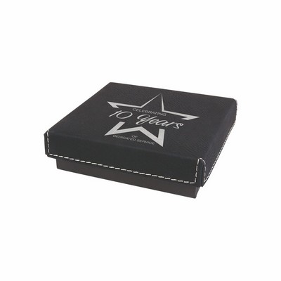 4" x 4" Black/Silver Leatherette Medal Box