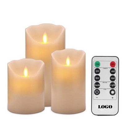 Realistic Looking Faux Candles w/Faux Flame (Set of 3 w/Remote Control)