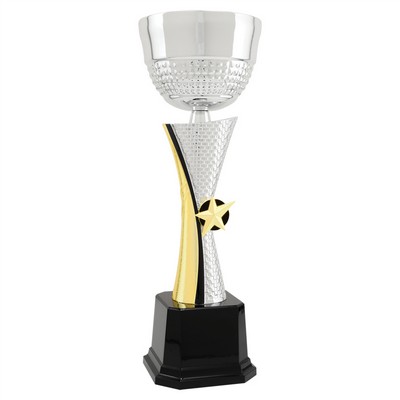 13 1/4" Silver/Gold Textured Completed Metal Cup Trophy