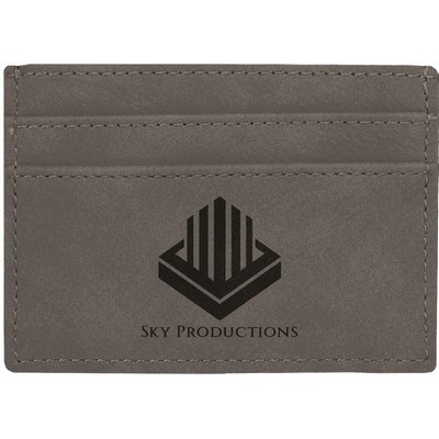 Gray Wallet Clip, 4" x 2-3/4" Laserable Leatherette