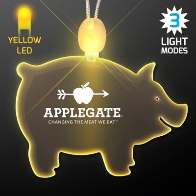 Acrylic Pig Shape Necklace w/Yellow LED - Domestic Print