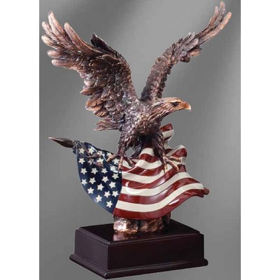 Bronze Eagle w/Flag Gallery Resin Statue