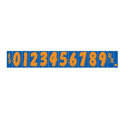 7 ½" Fluorescent Orange & Blue Windshield Number Decals (Set of 12)