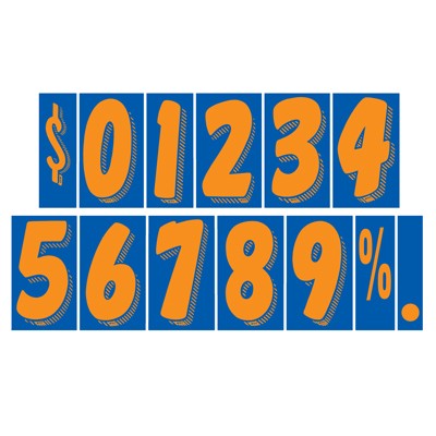 7 ½" Orange & Blue Windshield Number Decal Kit (Set of 20 Dozen)