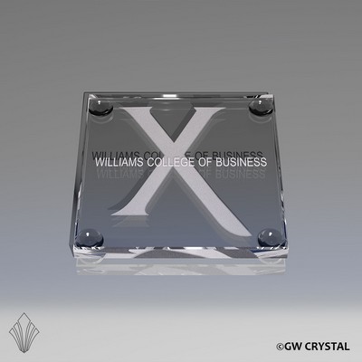 Square Crystal Drink Coaster (4" x 4" x ½")