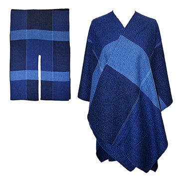 Royal and Light Blue Plaid Blanket Wrap