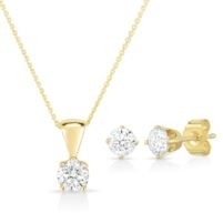 Jilco Inc. Classic Yellow Gold Diamond Earring & Necklace Set