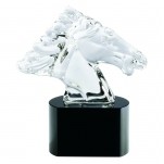 Optical Crystal Horse Head Award w/Black Crystal Base (5 1/2"x5")