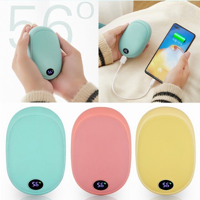 Portable Type-C Cobblestone Digital Display Handwarmer Power Bank 10000 mAh