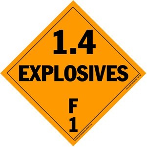 Explosives Class 1.4F Polycoated Tagboard Placard - 10.75" x 10.75"