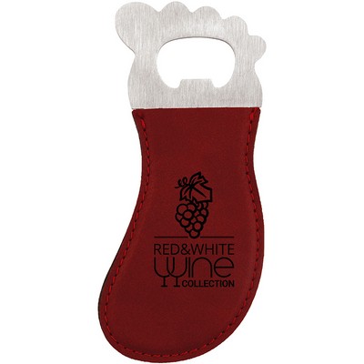 Rose Leatherette Foot-Shaped Bottle Opener with Magnet, Laserable