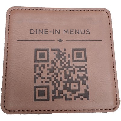 4" x 4" - Premium Leatherette QR Code Coasters