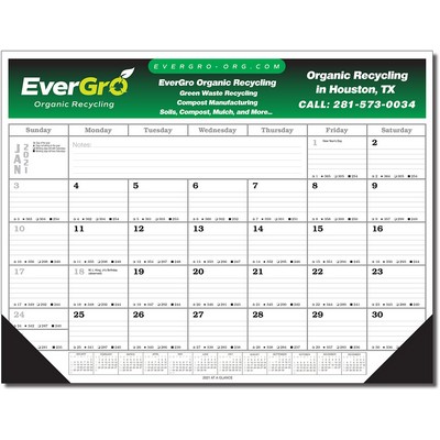 Jumbo Desk Pad Calendar - Black/Gray Datepad w/Year at Bottom