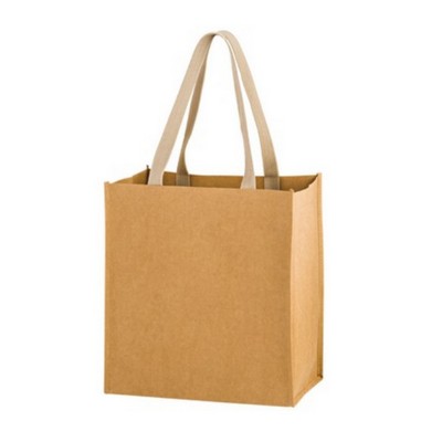 Washable Kraft Paper Grocery Tote Bag (12"x8"x13")