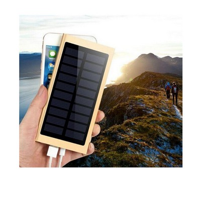 Ultra Thin 10000mAh Portable Metal Solar Power Bank w/Dual USB Output