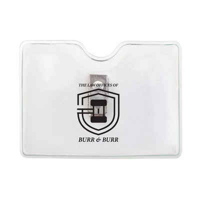 3.81" W x 2.75" H - Horizontal Clear Vinyl Badge Holder (1 Color Imprint)