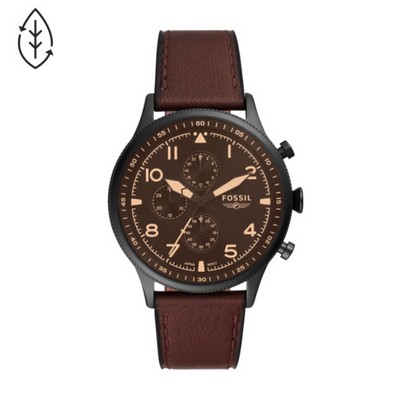 Fossil Retro Pilot Chronograph Dark Brown Leather Watch