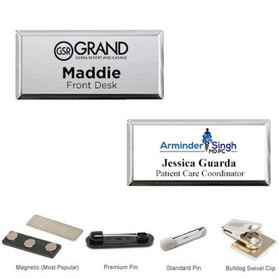 3"W x 1"H Executive metallic personalized Name Badge