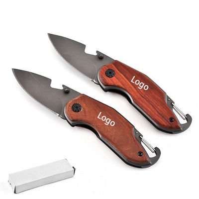 Stainless Steel Folding Pocket Knife with Key Chain