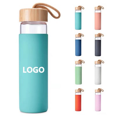 20oz Silicone Sleeve Glass Water Bottle