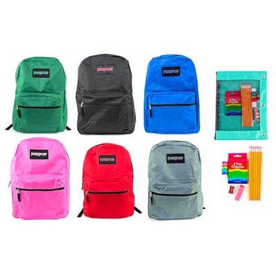 17 Backpacks & Elementary School Kit - Purple (Case of 24)