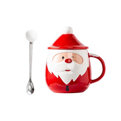 16 Oz Christmas ceramic Mug with Stainless Steel Spoon