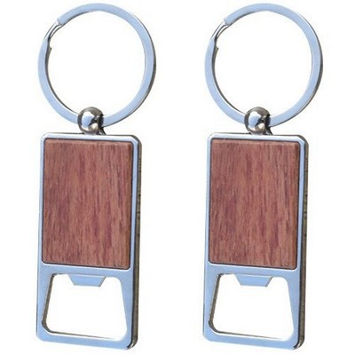 Bottle Opener Wood Metal Keychain