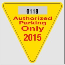 Clear Polyester Triangle Parking Permit Decal w/Face Adhesive