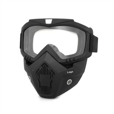 Mortorcycle Face High-definition Goggles with Mouth Filter for Open Face Helmet